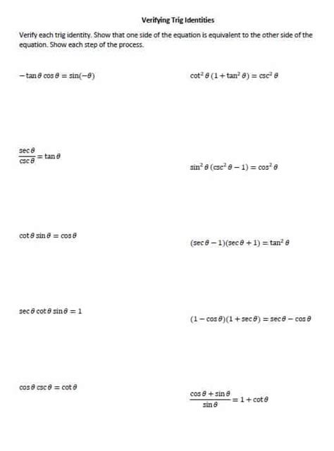verifying trig identities worksheet|Fundamental Trig Identities .
